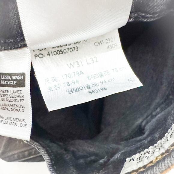 Levi's 512 Black Charcoal Wash Zip Fly Denim Jeans Size 31 x 32 - Picture 8 of 8